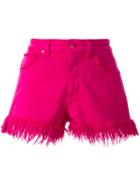 Love Moschino Frayed Hem Denim Shorts, Women's, Size: 42, Pink/purple, Cotton/spandex/elastane