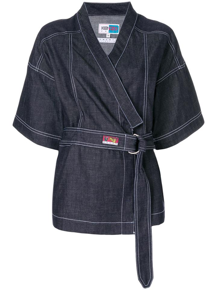 Kenzo Wrap-style Denim Top - Blue