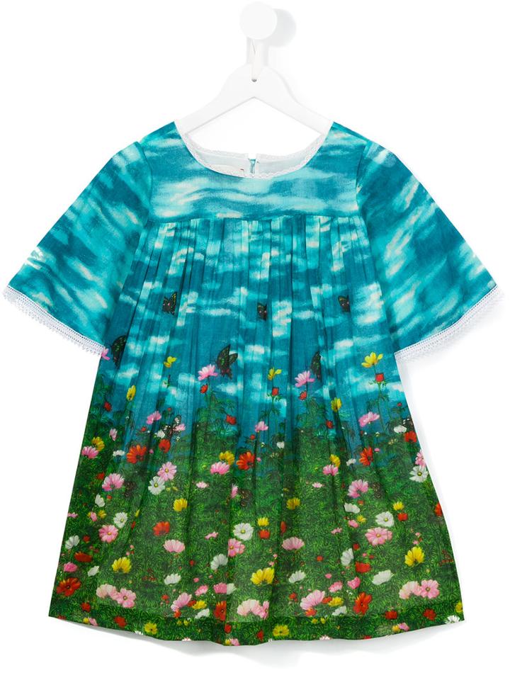 Gucci Kids Floral Print Dress, Girl's, Size: 6 Yrs, Blue