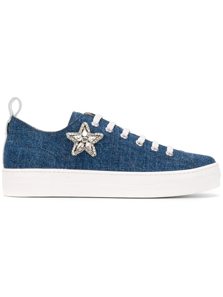 No21 Kids Denim Lace-up Sneakers - Blue