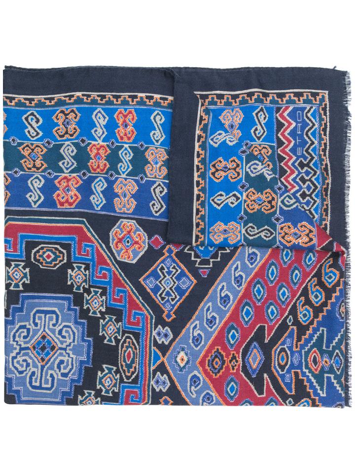 Etro Abstract Print Scarf - Blue