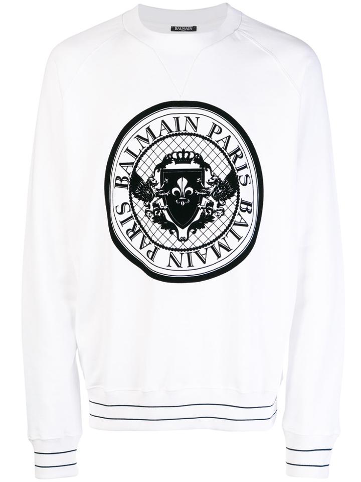 Balmain Logo Medallion Sweater - White