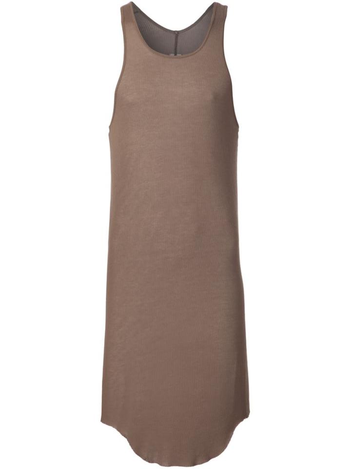 Rick Owens Curved Hem Tank Top, Men's, Size: Small, Brown, Silk/viscose