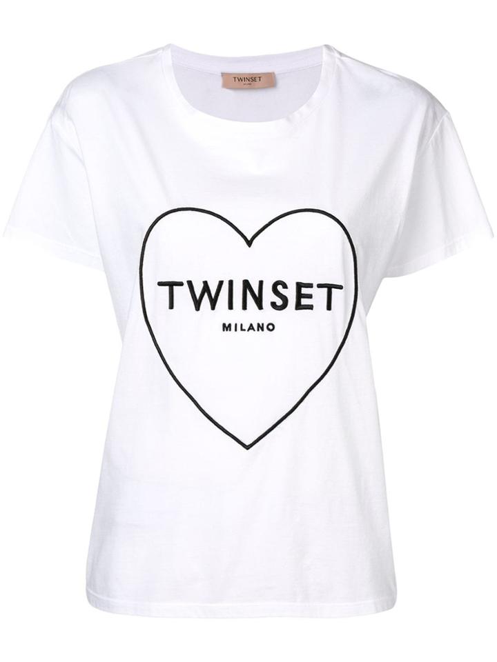 Twin-set Embroidered Logo Heart T-shirt - White