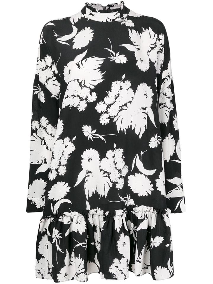 Ganni Ruffled Flared Dress - Black