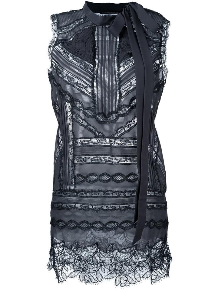 Ermanno Scervino Sleeveless Lace Insert Blouse, Women's, Size: 42, Grey, Silk