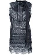 Ermanno Scervino Sleeveless Lace Insert Blouse, Women's, Size: 42, Grey, Silk