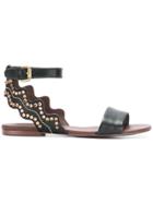 See By Chloé Crystal-embellished Scalloped Sandals - Black