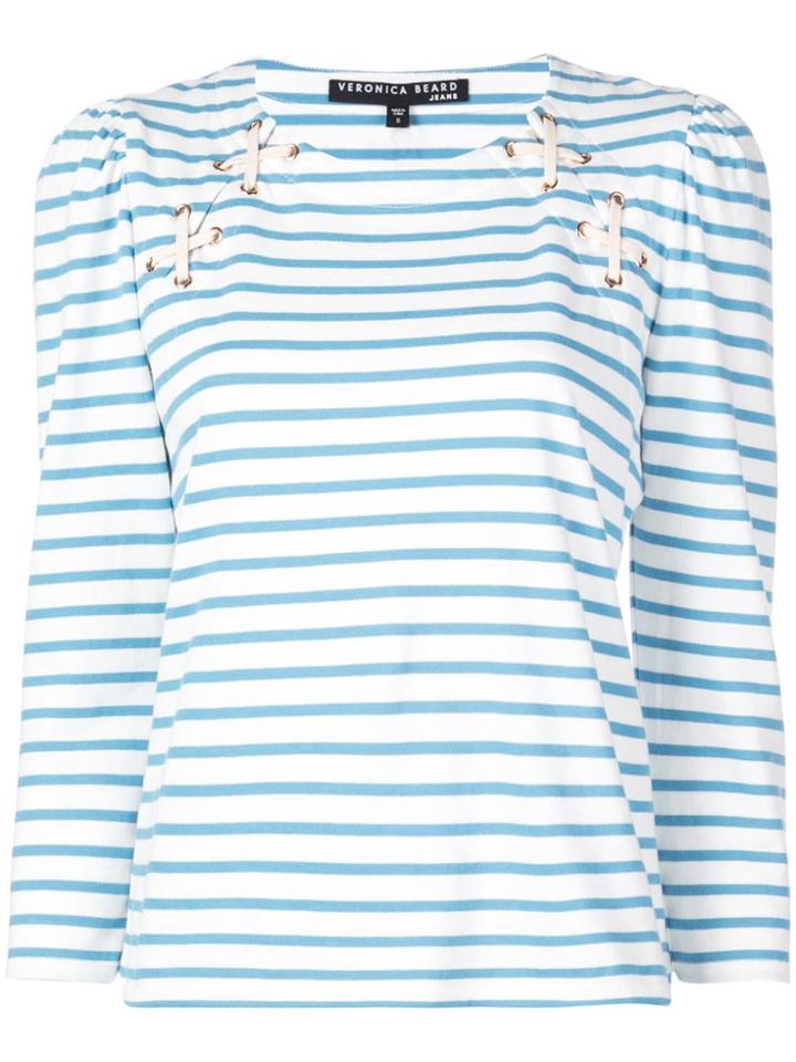 Veronica Beard Striped Jersey Top - Blue