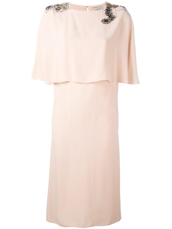 Lanvin Draped Stone Embellished Dress, Women's, Size: 40, Pink/purple, Silk/acetate/viscose/extract (sapindus Mukurossi)
