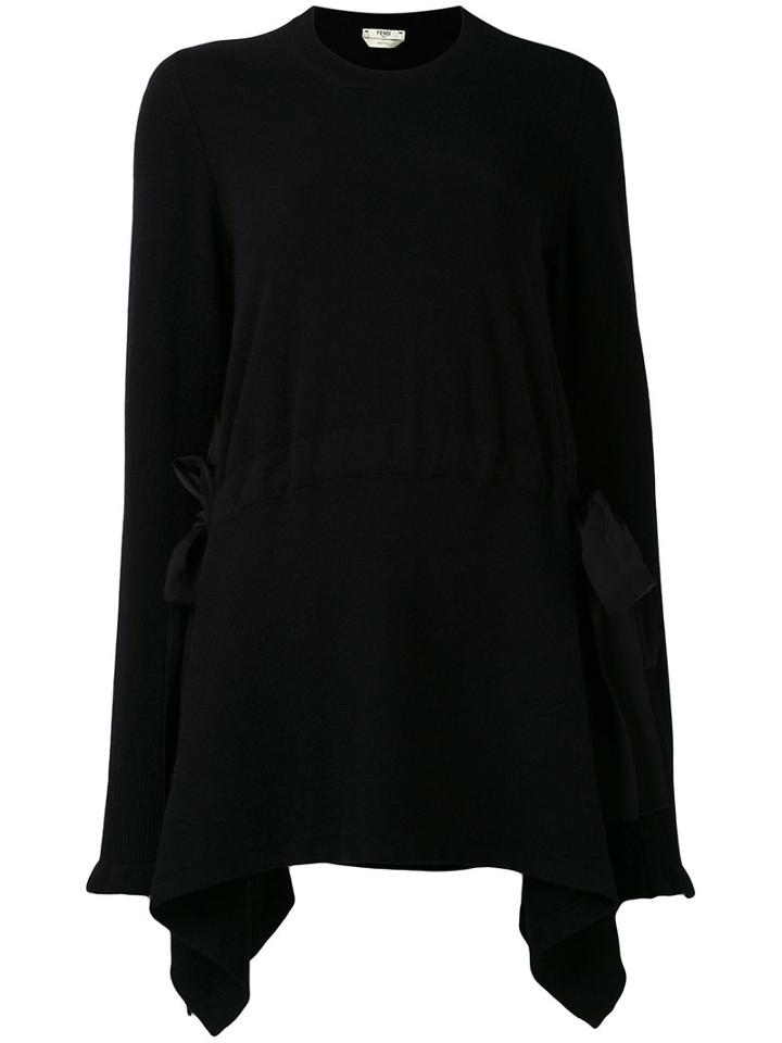 Fendi - Cashmere Asymmetrical Lace-up Detail Pullover - Women - Cotton/viscose/cashmere - 44, Black, Cotton/viscose/cashmere