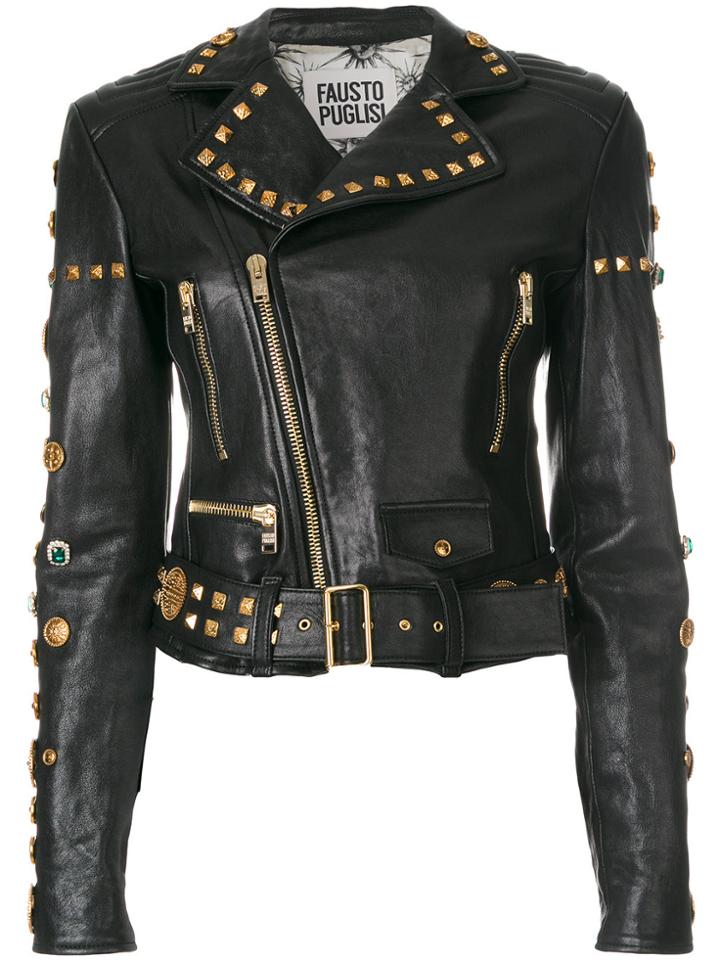 Fausto Puglisi Studded Biker Jacket - Black