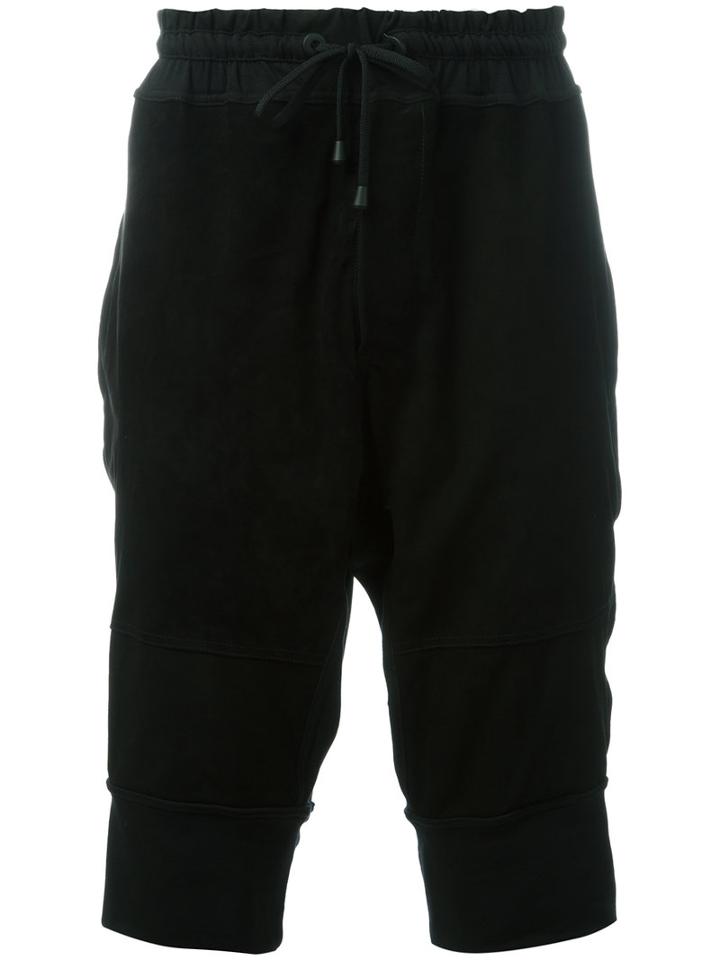 Di Liborio Panelled Bermuda Shorts, Men's, Size: 50, Black, Cotton/suede/spandex/elastane