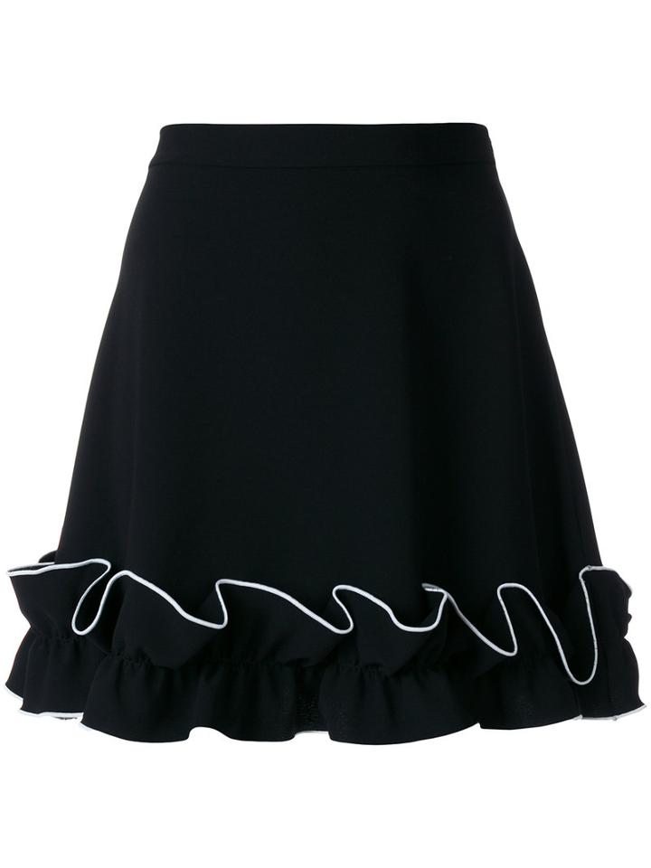 Boutique Moschino - Frill Hem Skirt - Women - Polyester/triacetate - 44, Black, Polyester/triacetate