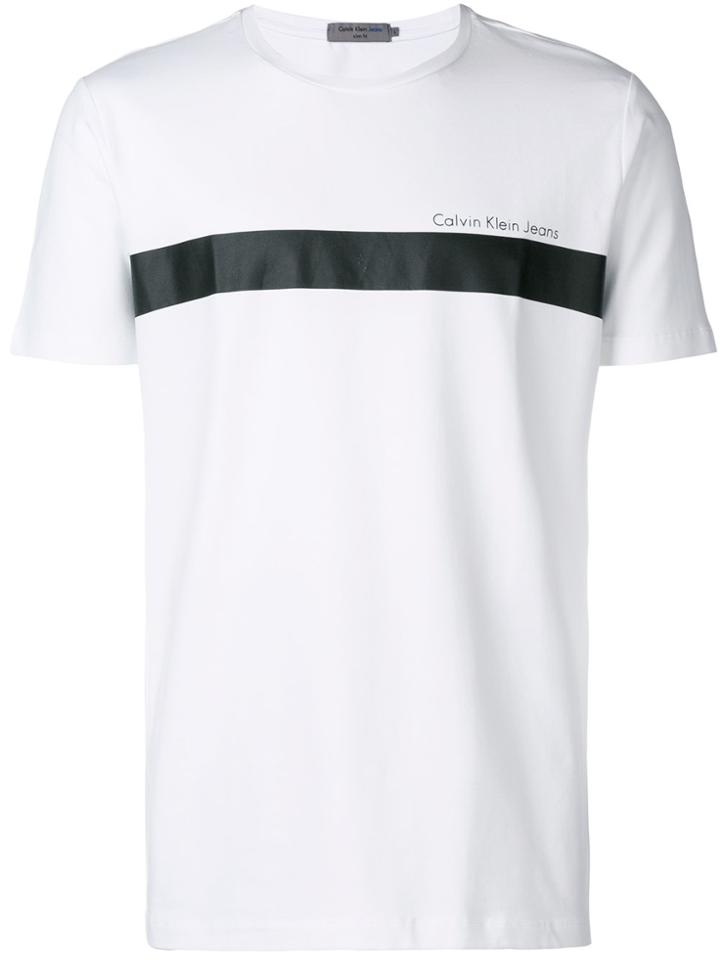 Calvin Klein Jeans Logo Colour-block T-shirt - White