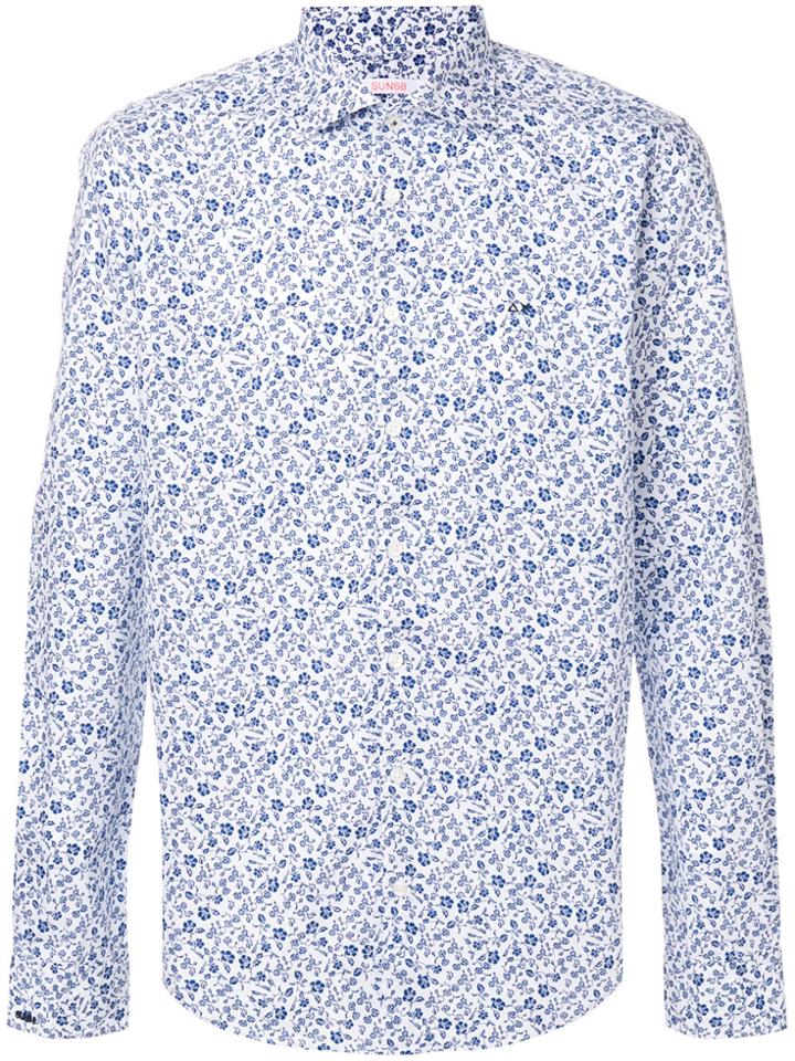 Sun 68 Printed Floral Shirt - White