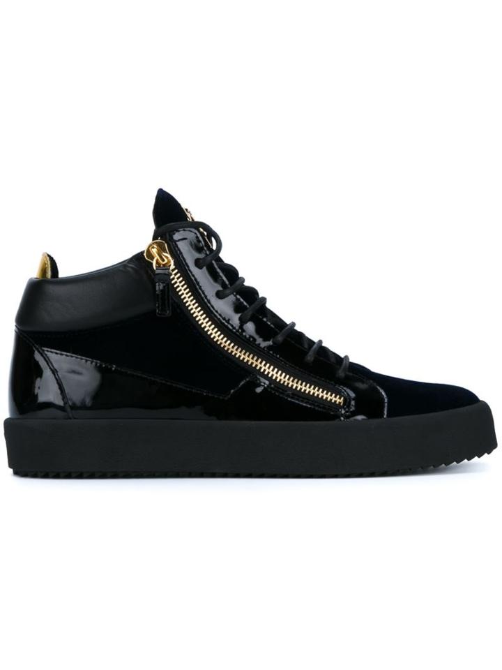 Giuseppe Zanotti Design Leather And Velvet Mid-tops