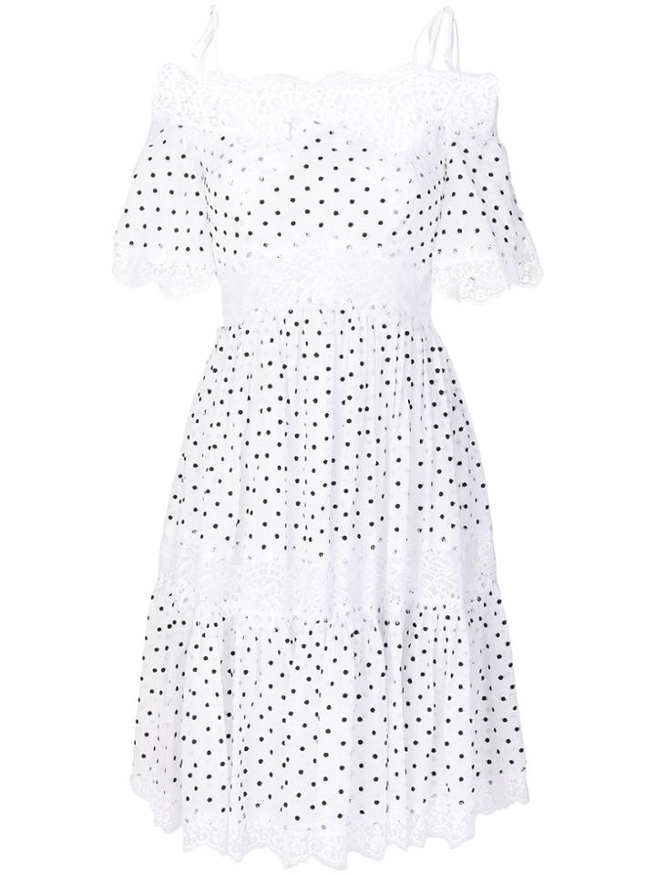 Blumarine Polka Dot Lace Trim Dress - White