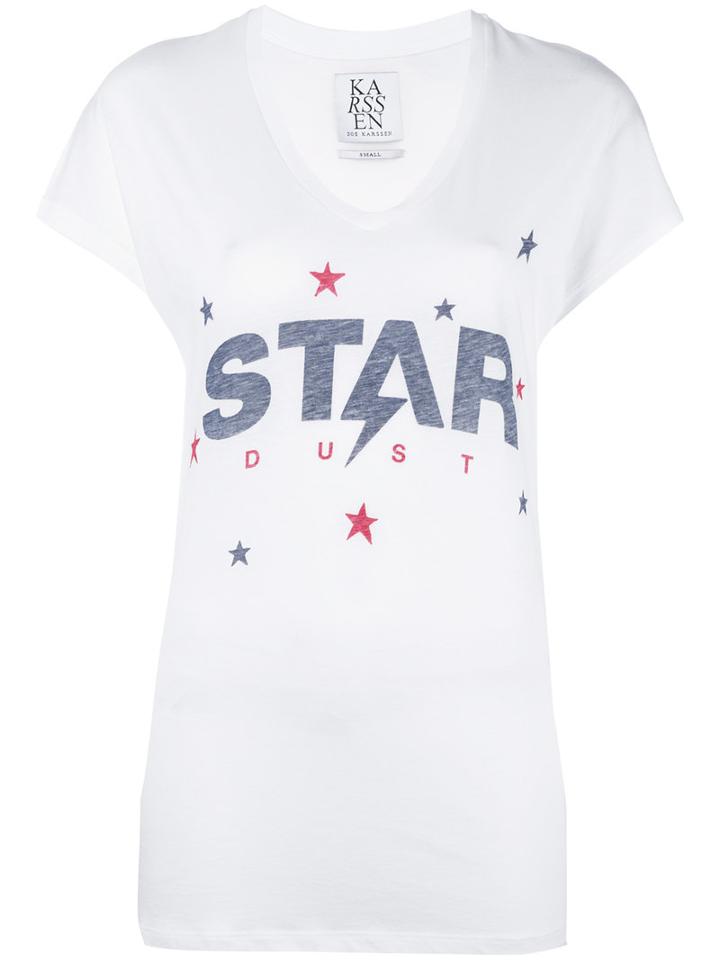 Zoe Karssen 'star' Print V-neck T-shirt, Women's, Size: Xs, White, Cotton/modal