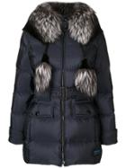 Prada Fox Fur Trim Hooded Jacket - Blue