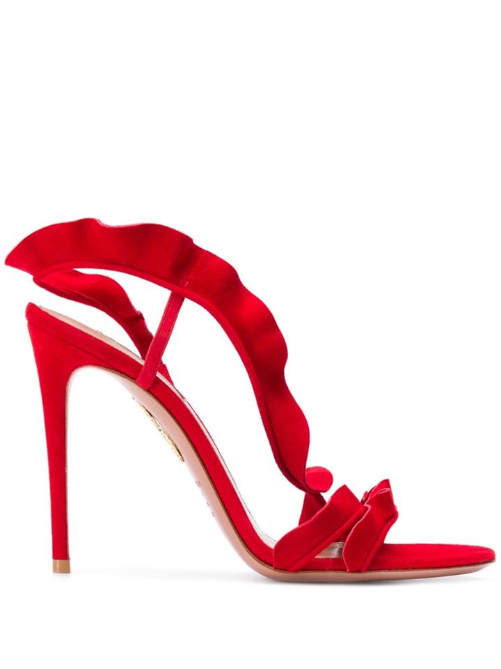 Aquazzura Ruffle 105 Sandals - Red