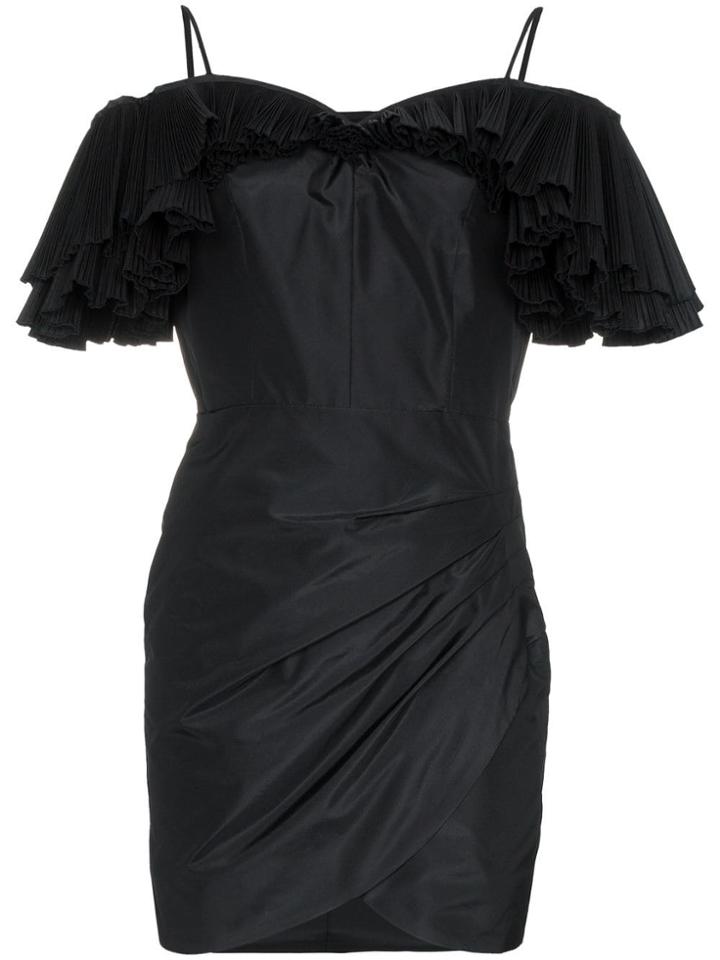 Alessandra Rich Butterfly Pleated Silk Blend Taffeta Mini Dress -