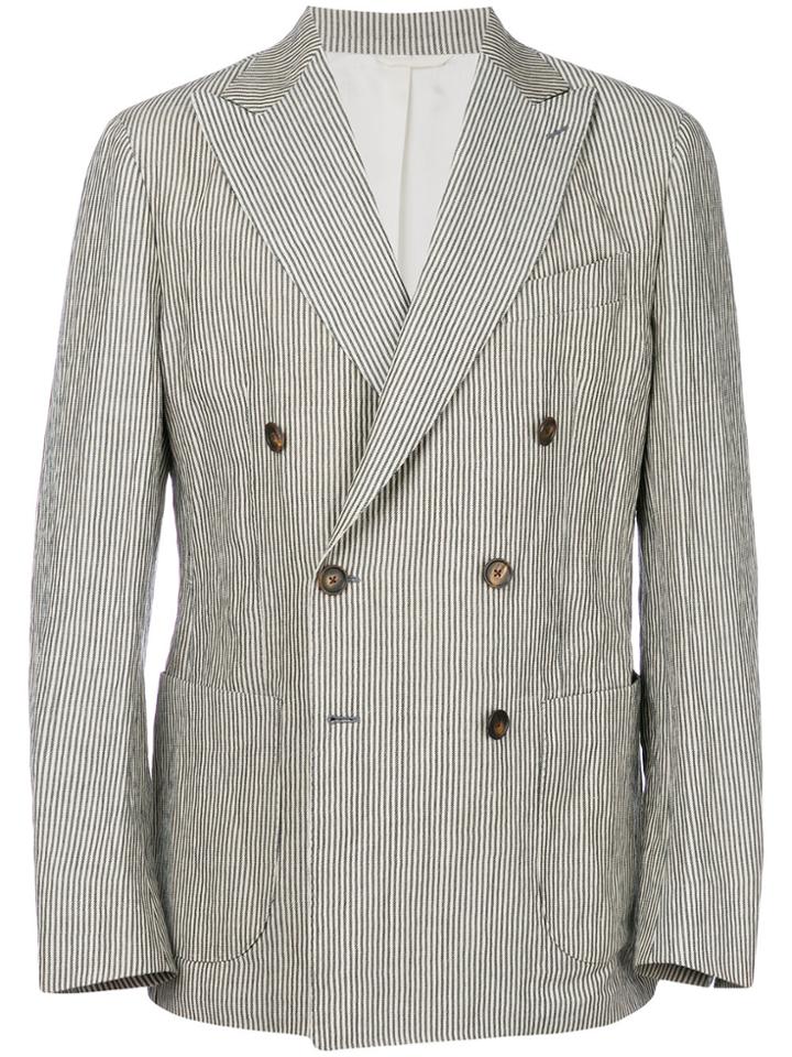 Doppiaa Striped Double-breasted Blazer - Nude & Neutrals