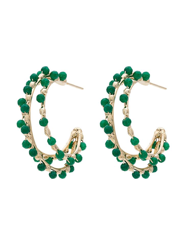 Rosantica Angola Bead Triple Hoop Earrings - Metallic