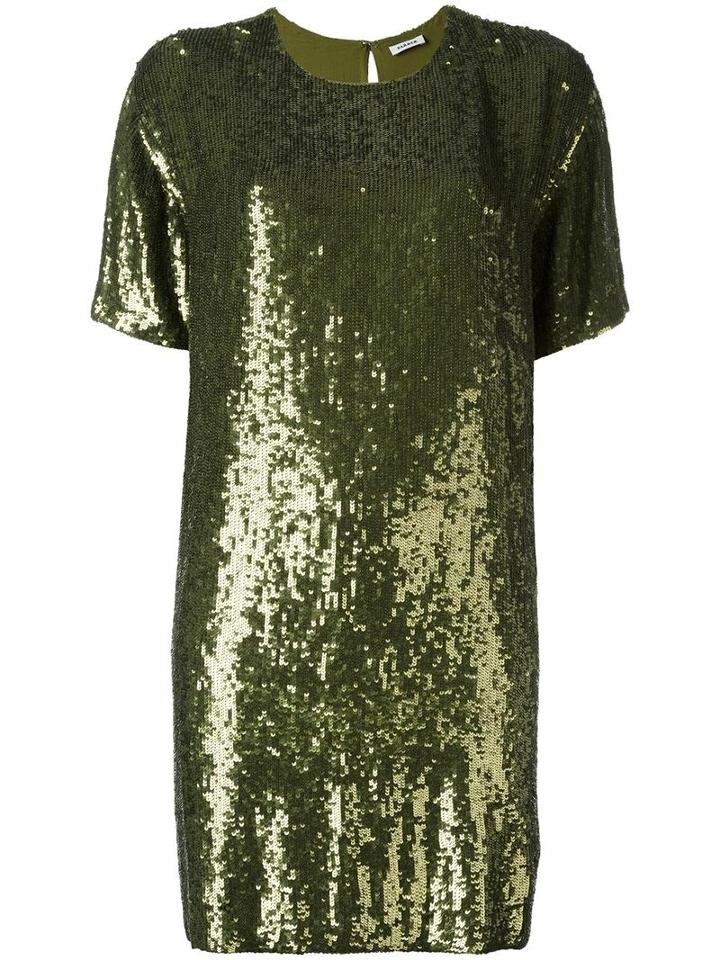 P.a.r.o.s.h. Sequined Shift Dress, Women's, Size: Xl, Green, Viscose/pvc