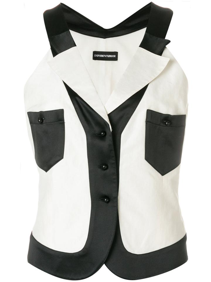 Giorgio Armani Vintage Layered Lapels Waistcoat - Black