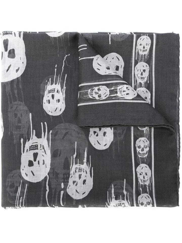 Alexander Mcqueen Skull Scarf, Men's, Grey, Silk/modal