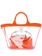Prada Sheer Logo Tote Bag - Orange