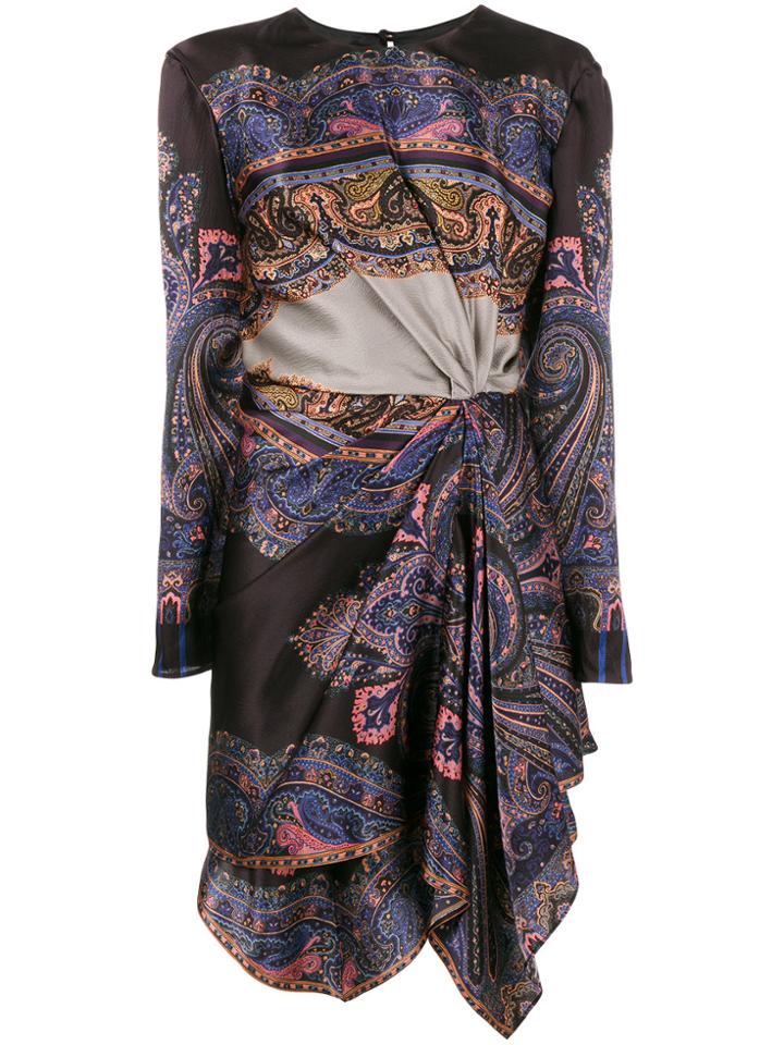 Etro Printed Draped Asymmetric Dress - Multicolour