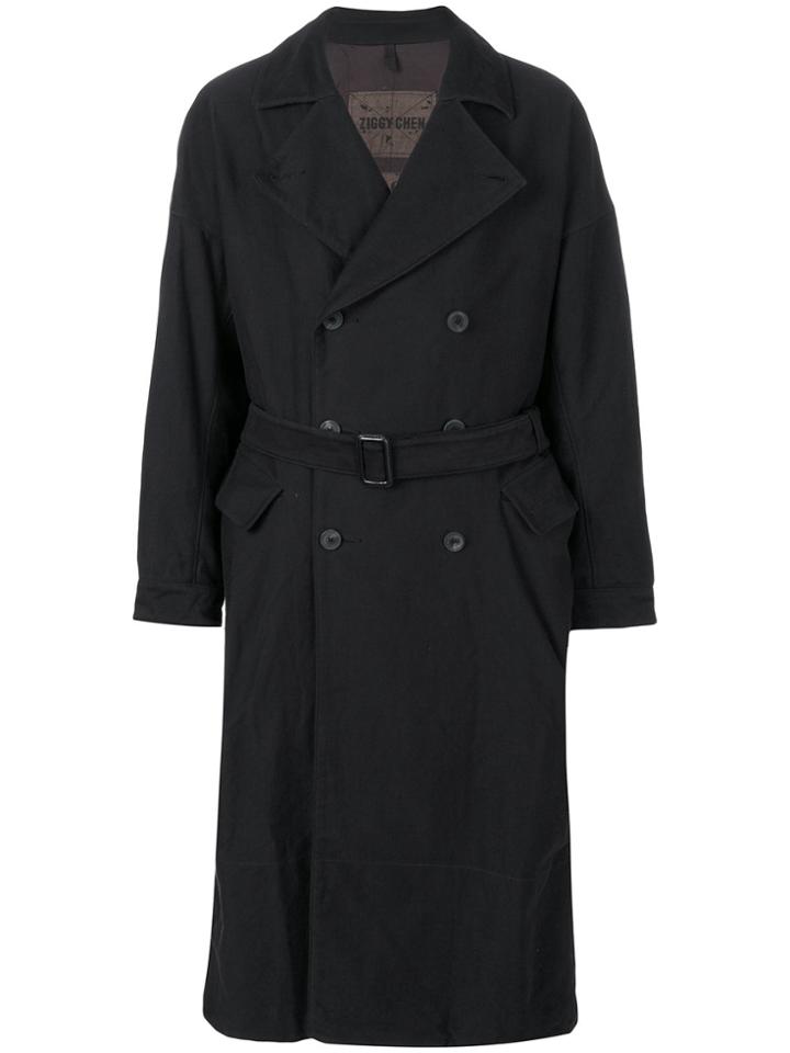 Ziggy Chen Double Breasted Coat - Black