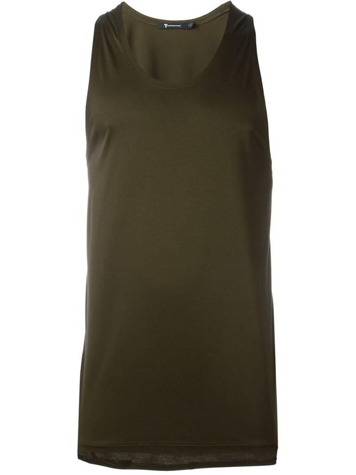 T By Alexander Wang Scoop Neck Tank Top, Men's, Size: S, Green, Cotton