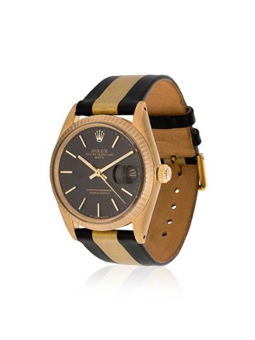 La Californienne 14k Gold Rolex Oyster Perpetual Nuit Leather Watch -