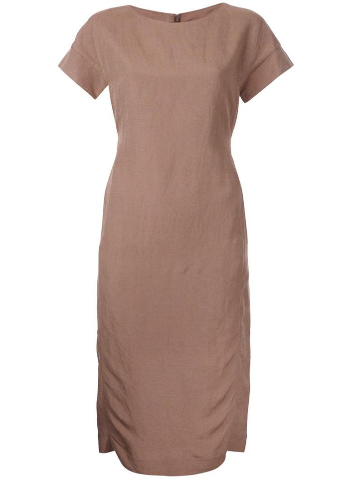Strasburgo Classic Fitted Dress, Women's, Size: 38, Brown, Ramie/rayon