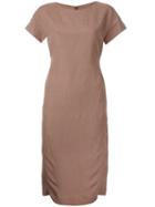 Strasburgo Classic Fitted Dress, Women's, Size: 38, Brown, Ramie/rayon