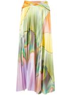 Peter Pilotto Multicoloured Painted Pleated Maxi Skirt - Green