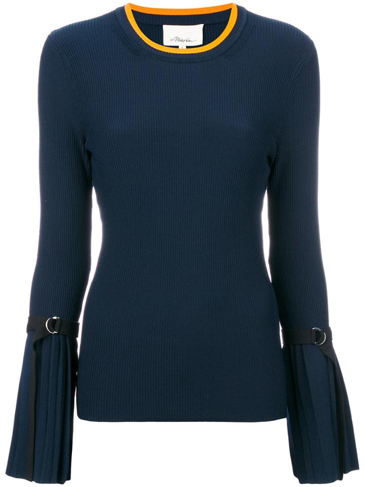 3.1 Phillip Lim Pleated Cuffs Top - Blue