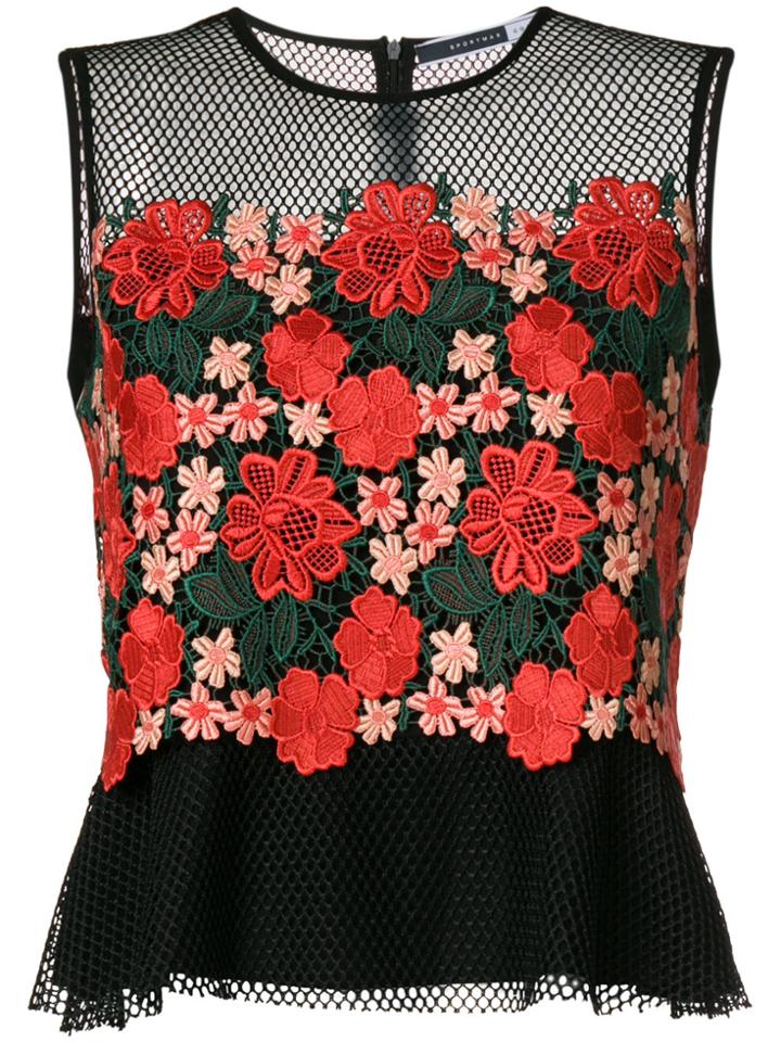 Sportmax Embroidered Floral Tank Top - Black