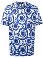 Versace 'watercolour Baroque' T-shirt, Men's, Size: Xl, Blue, Cotton