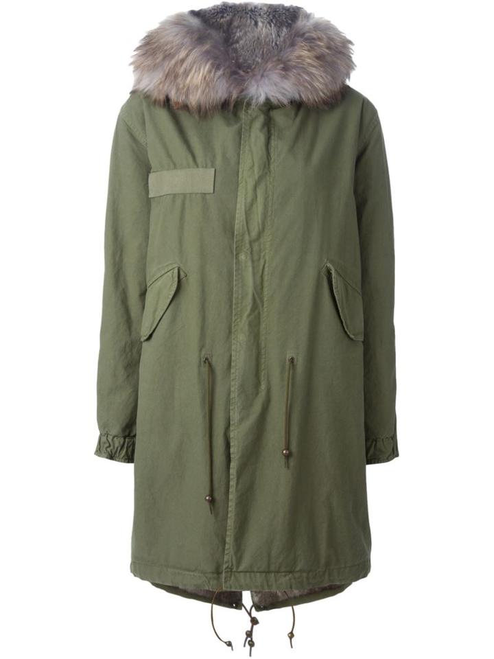 Mr & Mrs Italy Fur Lined Parka, Women's, Size: Large, Green, Cotton/rabbit Fur/polyester/viscose