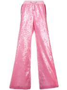 Alberta Ferretti Side Stripe Sequin Palazzo Trousers - Pink