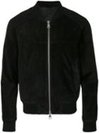 Ami Alexandre Mattiussi - Suede Zipped Bomber Jacket - Men - Cotton/leather/acetate - S, Black, Cotton/leather/acetate