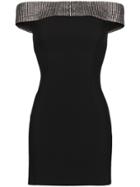 Christopher Kane Crystal Bardot Mini Dress - Black