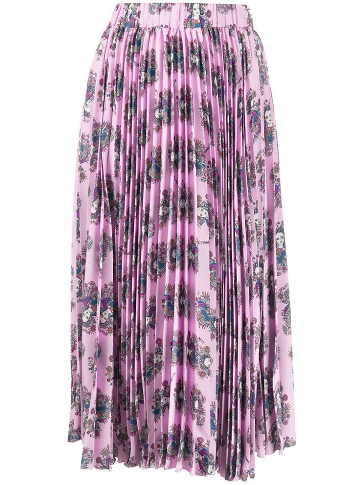 La Doublej Demeter Goddess Pleated Midi Skirt - Pink