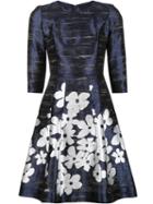 Carolina Herrera Metallic Floral Print Dress, Women's, Size: 10, Blue, Silk/acetate/polyester