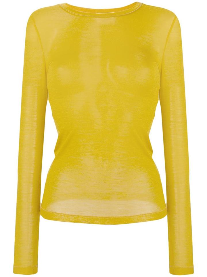 Semicouture Sheer Knit Top - Yellow