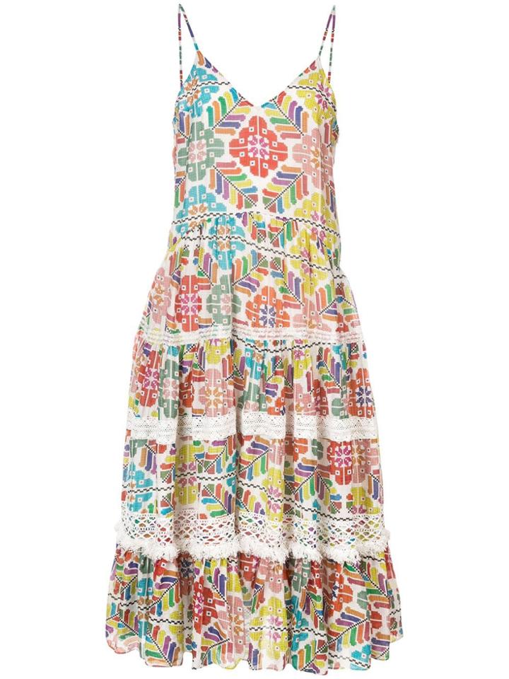 Carolina K Floral Print Tiered Dress - White